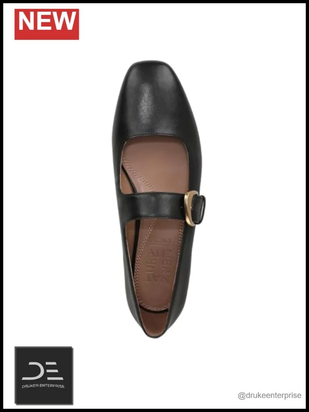 Naturalizer Cosmic Mary Jane Flats Women's Square Toe Buckle Leather Comfort